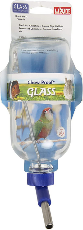 Lixit Chew Proof Glass Bird & Small Animal Water Bottle 8 oz